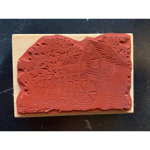Stampscape Water Mill Wood Rubber Stamp - New - 142E - Picture 3 of 4